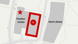Illustrated map of parking deck near Poulton Center building.
