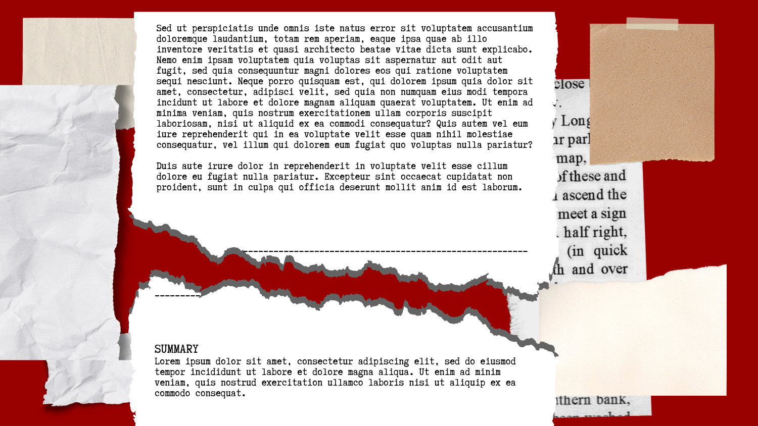 Illustration of a document torn in half.