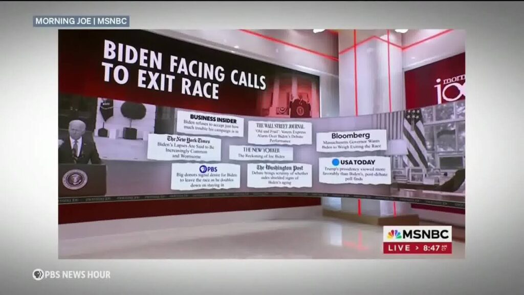 Headlines about Biden facing calls to exit race