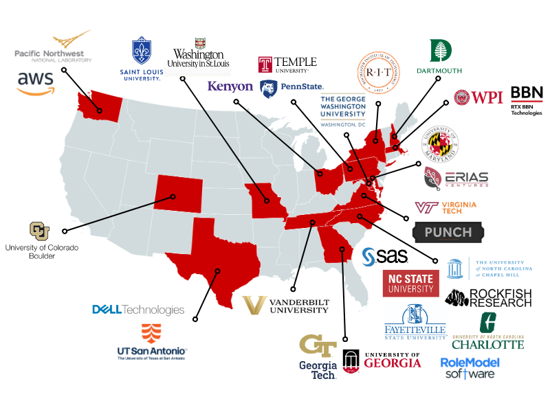 US map showing where LAS collaborators are located