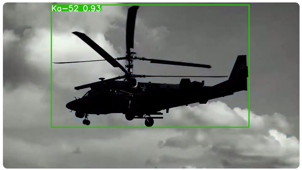 A military helicopter in flight